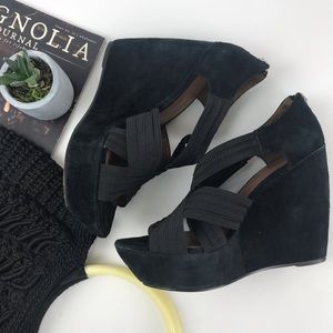 Donald J Pliner Black Suede Wedges-Sz9.5